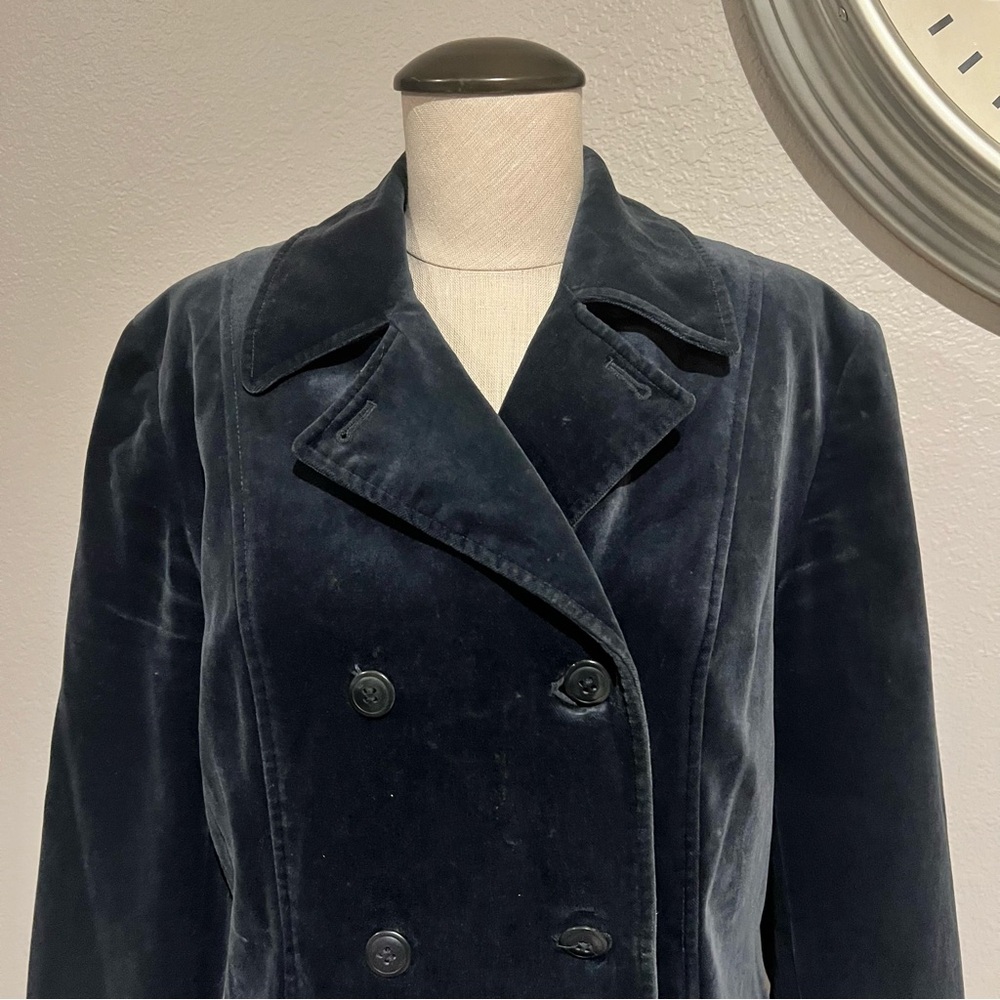 Ann Taylor Navy Velvet Pea Coat - Picture 3 of 4